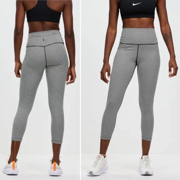 Nike Yoga Gingham High Waist Crop Leggings Womens Size XXS DA1092-133 Tights - Picture 2 of 7